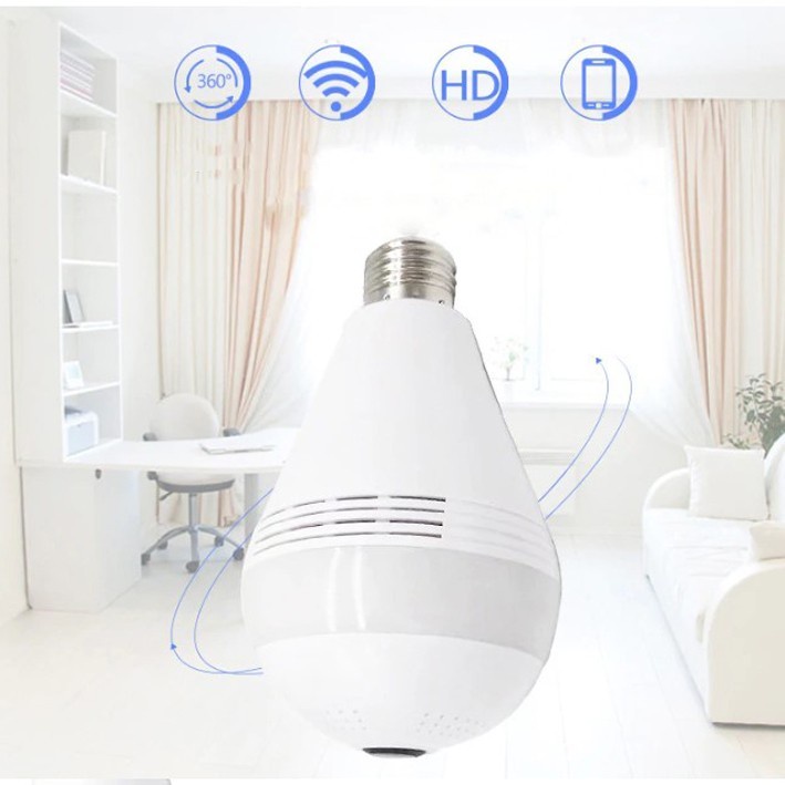 IP Camera CCTV Bulb WiFi Panoramic V380 Lampu Bohlam VR Spy Cam Owlcam