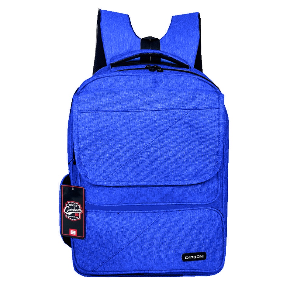 Carboni Fintage Tas Ransel Laptop 15 Inchi Mode Korean AA00026 17- BLU Polyester Serat Sintetis Original  + Raincover