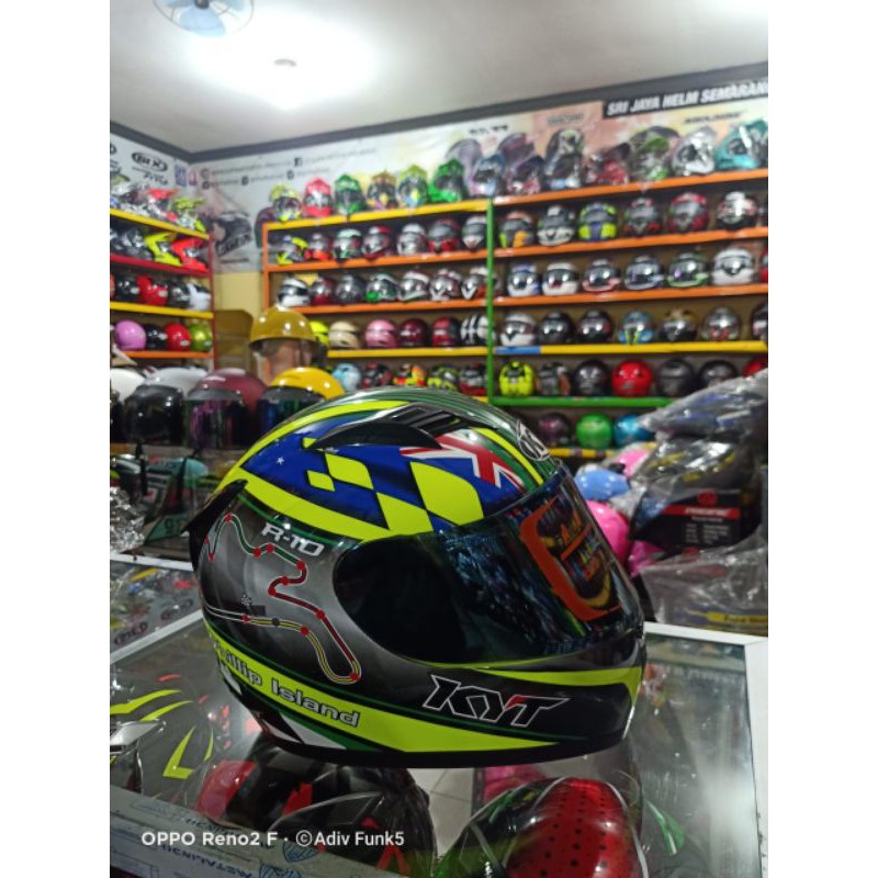 HELM KYT R10 MOTIP PHILIP ISLAND KACA IRIDIUM BLUE ORIGINAL FULL BOK