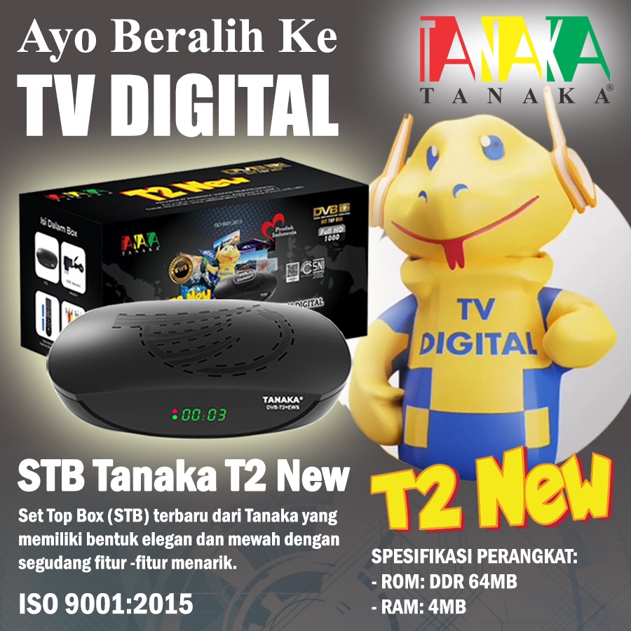 Set Top Box Tanaka T2 New STB DVB T2 New Tanaka TV Digital / USB WIFI Dongle / Kabel HDMI