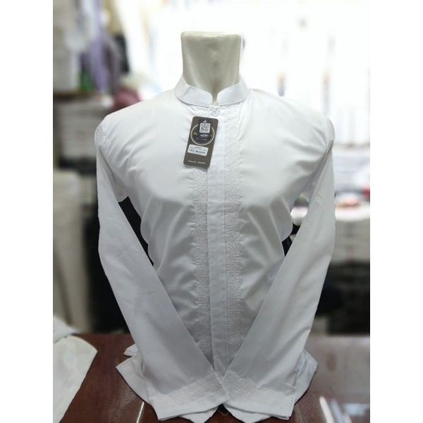 Baju Koko Syahdika Dewasa Lengan Panjang Putih Polos