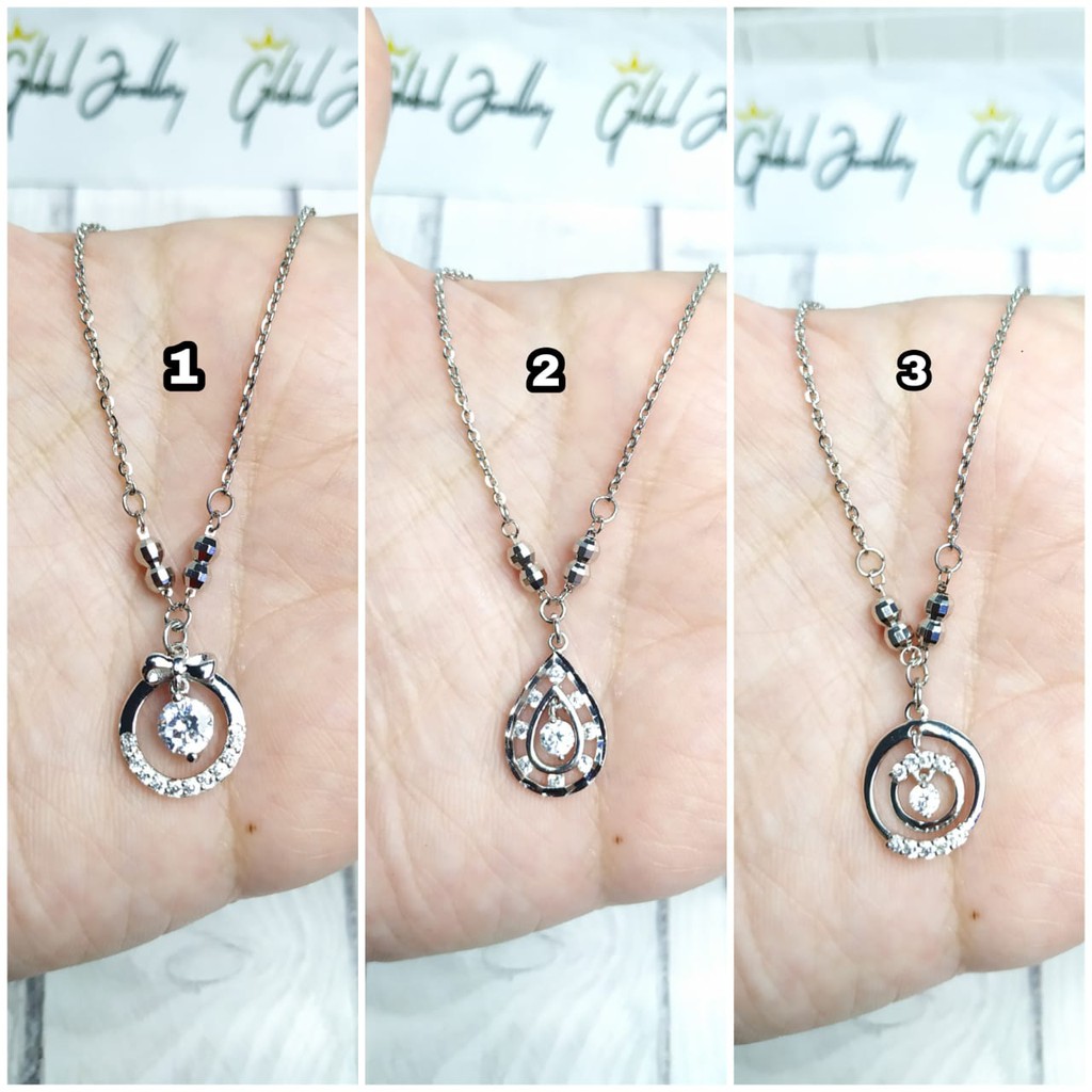 KALUNG SET LIONTIN MATA VARIASI PERAK ASLI S925 GLOBAL JEWELLERY CK023