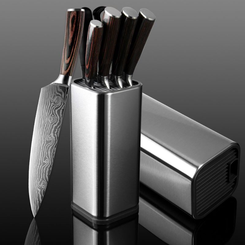 Rak Tempat Penyimpan Pisau Dapur Stand Tool Knife Holder Stainless Steel