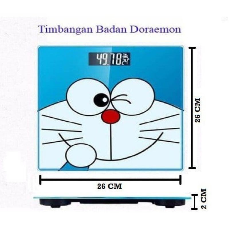 Timbangan Badan Digital 180Kg Kaca Tempered Body Scale Kartun 26CM x 26CM