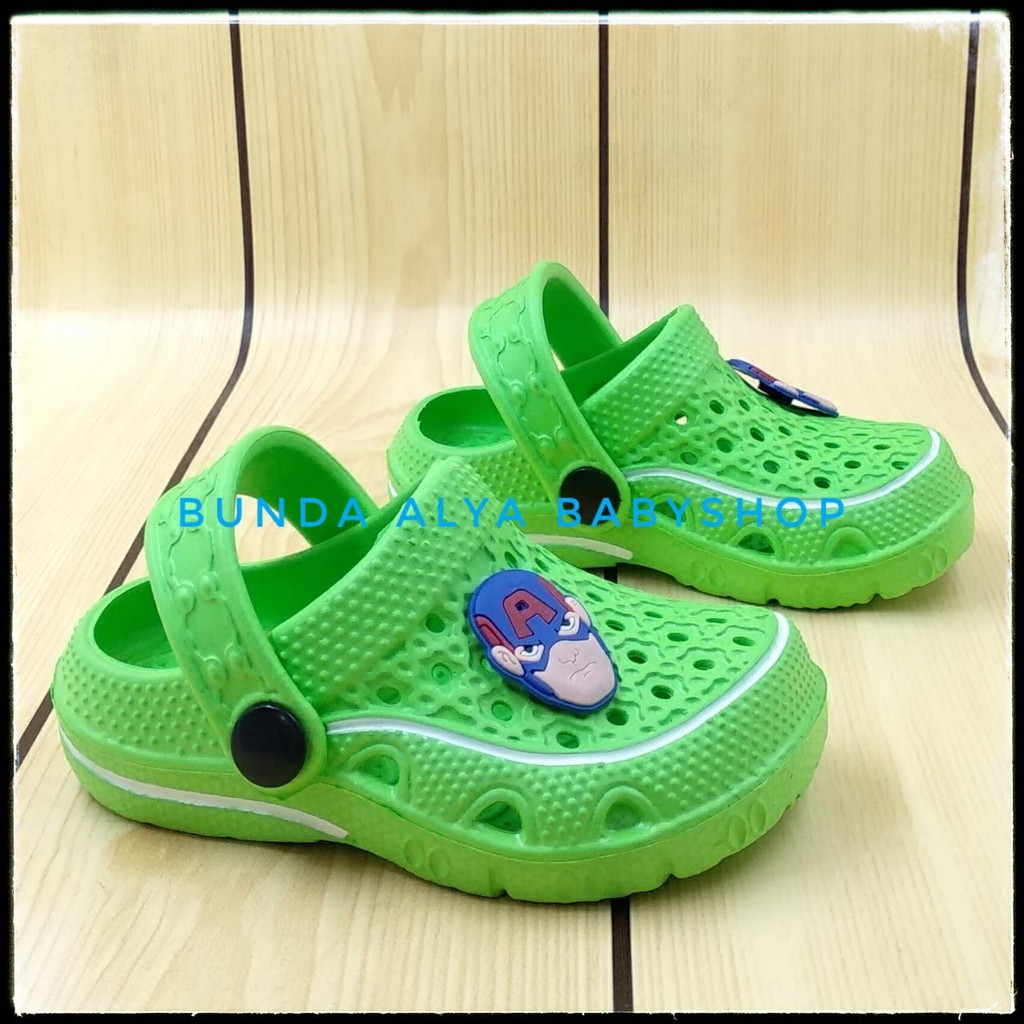 Sendal Anak Laki Laki Usia 6 Bulan 1 2 Tahun Karet HIJAU Superhero - Sepatu Sandal Anak Cowok Anti Licin Superhero Size 18 - 23