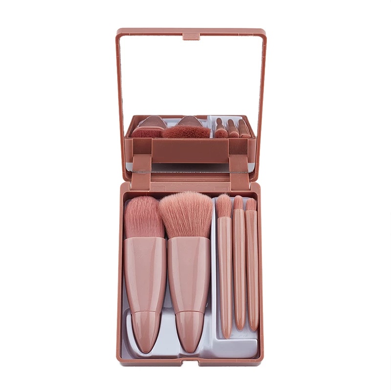 5pcs / Set Brush Mini Multifungsi Dengan Cermin Untuk Travel