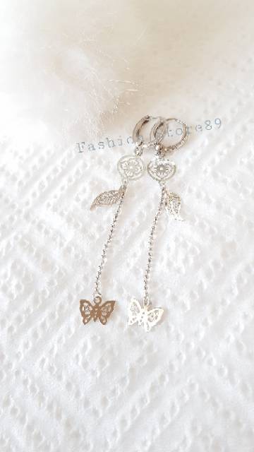 Anting jurai import xuping white cantik dan elegant motif jurai kupu-kupu anting jurai bestseller