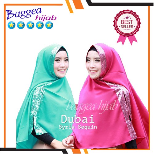 Hijab Jilbab Kerudung Syari Cantik Modis Khimar Model Terbaru Dubai Sequin Rempel Langsung Pakai