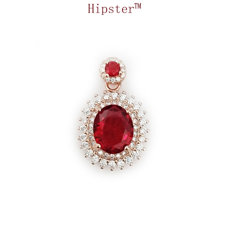 Hot Sale Fashion All-Match Personalized Natural Ruby SUNFLOWER Pendant Necklace