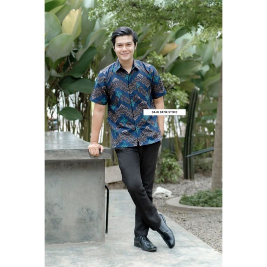 Maura Couple - Sania Ruffle Batik Couple ori Ndoro jowi DNT Garansi Termurah Shopee - Couple Aulia-HEM SONGKET NAVY