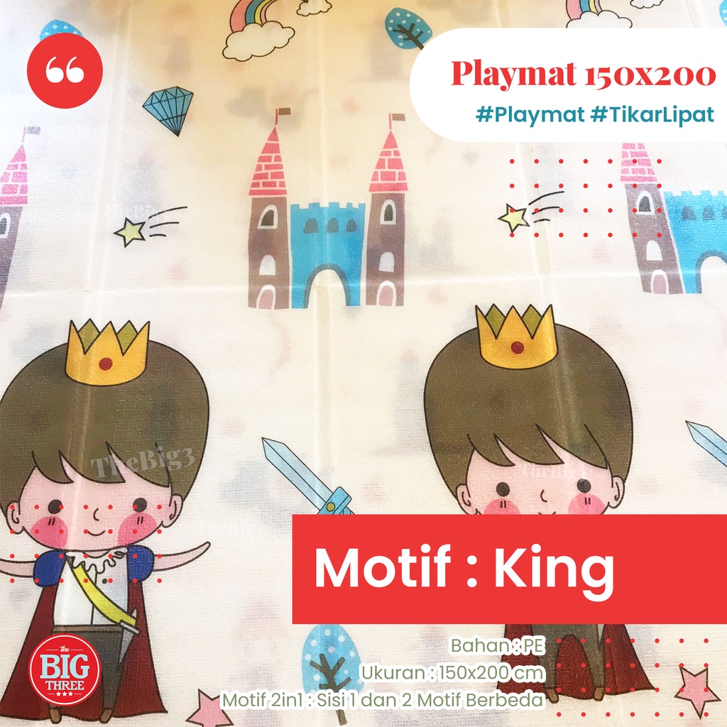 Playmat Anak 150x200 Bayi Lipat Tebal 1cm Double Pad - Tikar lipat motif 2in1 TBT