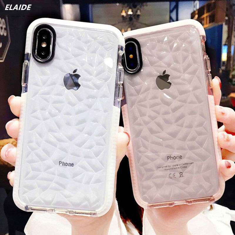 Premium case Iphone 11 Pro 6 6 Plus 7 8 7plus X XS Diamond Pattern Bahan Silikon Lembut Untuk