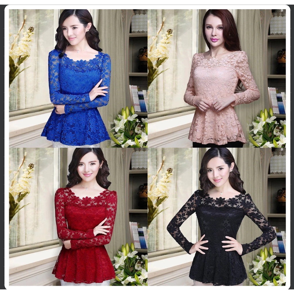 Atasan brukat cindy / BLOUSE SABRINA BRUKAT/ BLOUSE FASHION WANITA KOREAN STYLE TERBARU Bv/ BAJU ATASAN BROKAT CORNELI PREMIUM