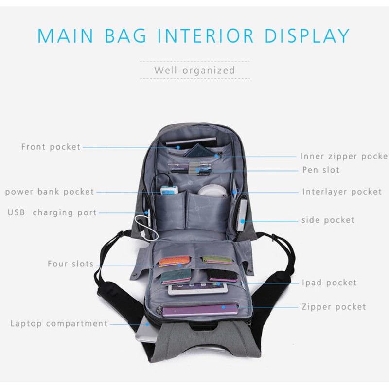 Tigernu T-B3213 USB Port Tas Ransel Laptop 16 inch Punggung Backpack