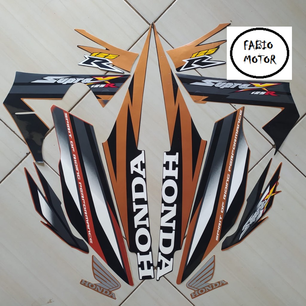 Stiker Striping Motor Honda Supra X 125R 2006 Hitam-Coklat
