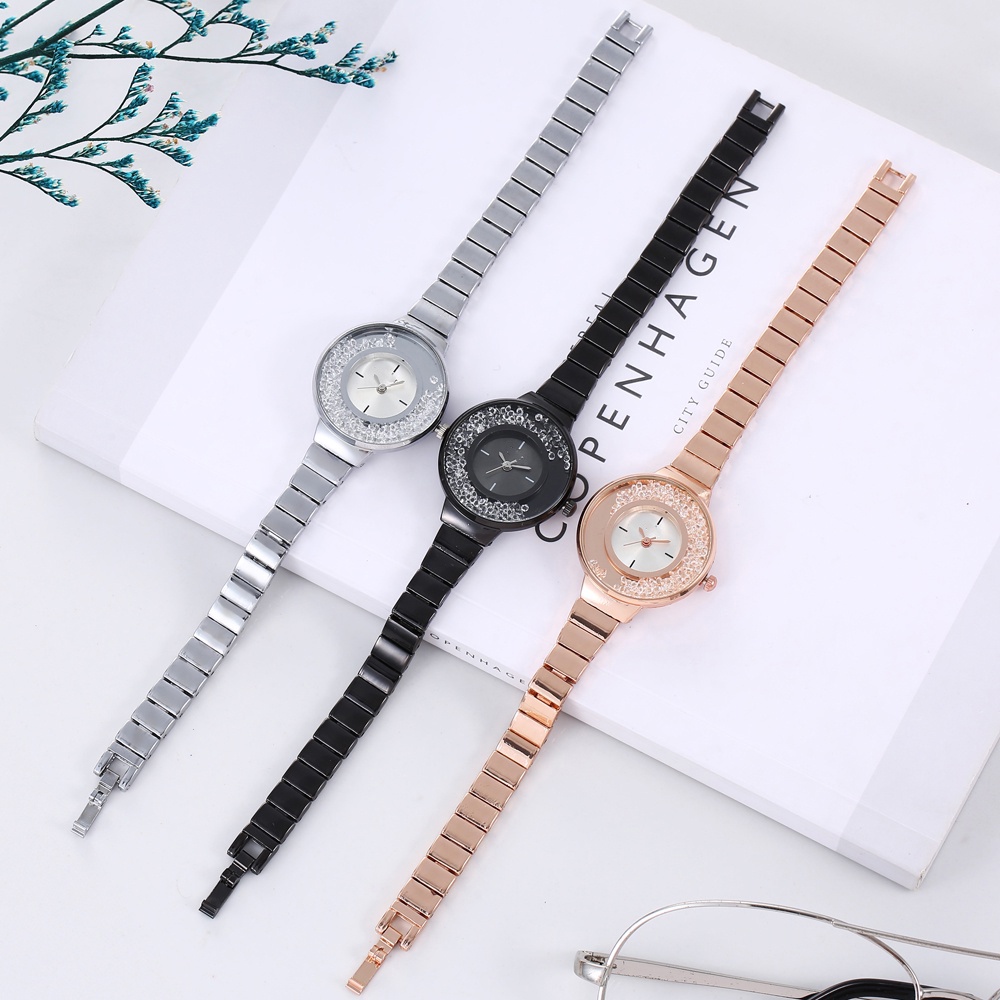 COD Jam Tangan Rantai Hitam Untuk Wanita Analog Quartz Fashion Import W188 murah