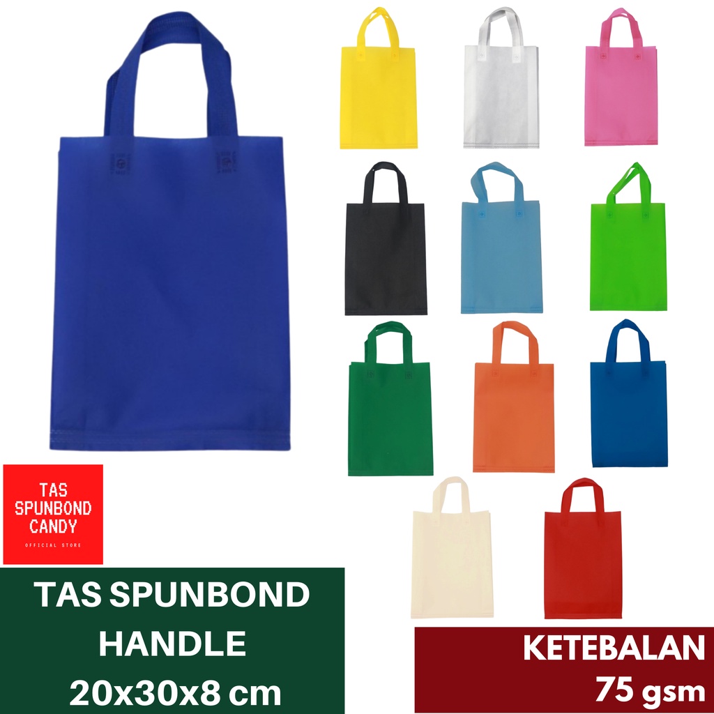 

TAS SPUNBOND GOODIE BAG HANDLE 20x30x8 cm /Tas Belanja/ Tas Ultah/ Tas Promosi/ Tas Reuni/ Tas Spunbond Sablon/ Tas Spunbond Custom/ Tas Goodiebag Sablon/ Tas Goodiebag Custom/ Tas Ramah Lingkungan/ Tas Press/ Tas Perusahaan/ Tas Partai Besar