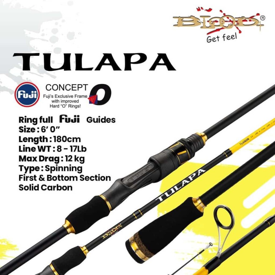 Joran Pancing  Blood TULAPA 180 cm Carbon Solid Ring Full Fuji