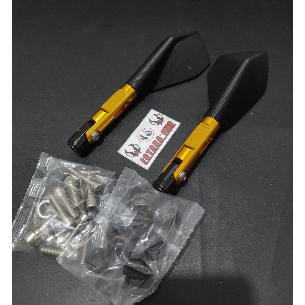 Handle rem full cnc model sisik untuk Beat karbu dan Vario karbu + spion tomok v2 emas