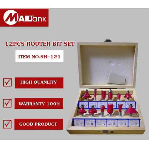 MAILTANK SH - 121 mata profil kayu set 12 pcs router bit set 12 Router 12pcs mata profil ass 1/4inch