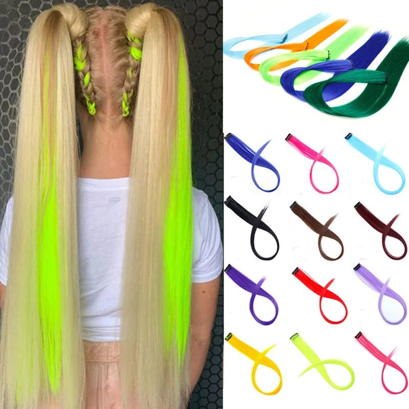 Kingtiam Hair Clip Best Seller Extention Warna Polos Clip On 55cm Hair Clip Warna Highlight