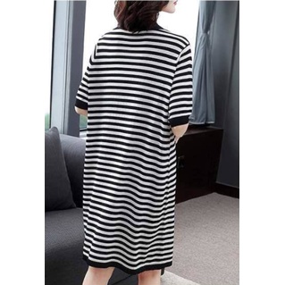 mid-length rok A-line wanita Korea longgar kasual lengan pendek