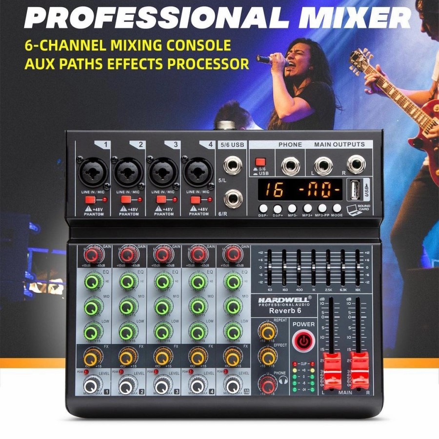Hardwell Reverb 6 Original Mixer Audio 6 Channel USB Soundcard Mikser Hardwell Reverb-6
