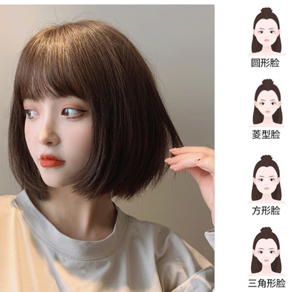 Set Wig Rambut Pendek Model Bob Untuk Wanita