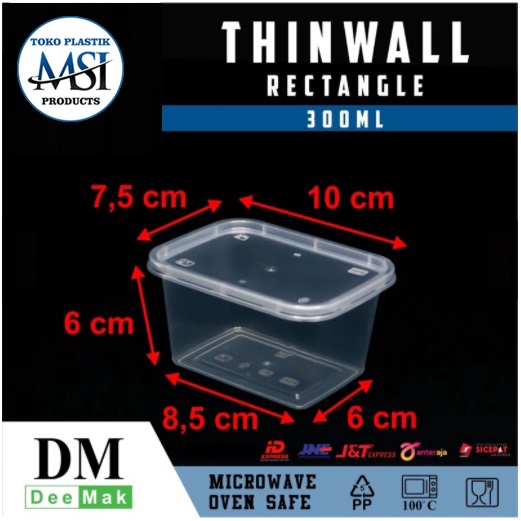 Thinwall 200ml Rect | Thinwall 250ml Rect  | Thinwall 300ml Rect | Thinwall 360ml Rect | Thinwall Persegi Panjang | Food Container | Kotak Slime | Harga diatas adalah harga Repack isi 10pcs (Tempat Makan + Tutup) |