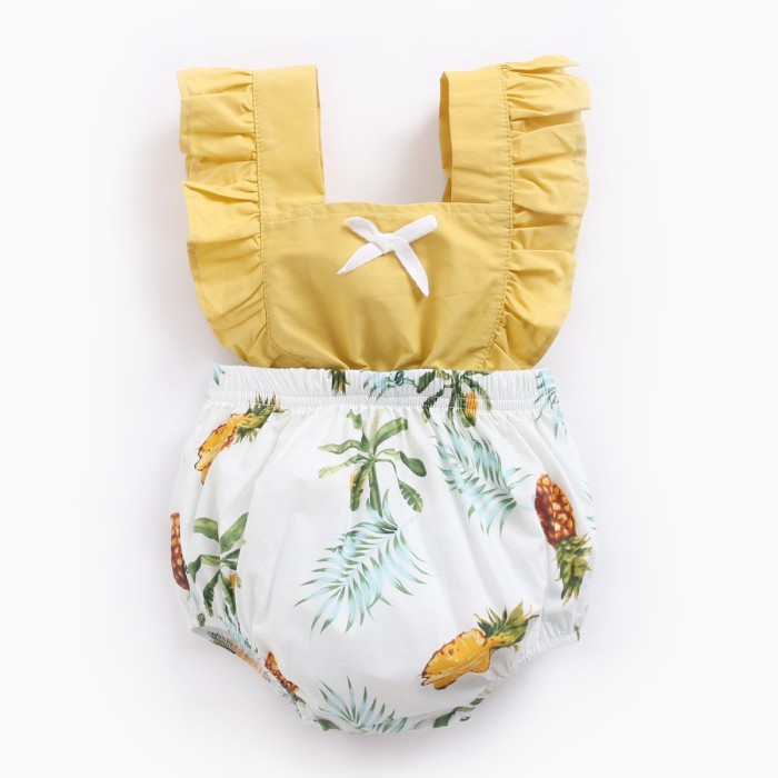 Newborn Baby Romper Sling Bag Fart Clothes Pineapple - 6 - 12 Bulan