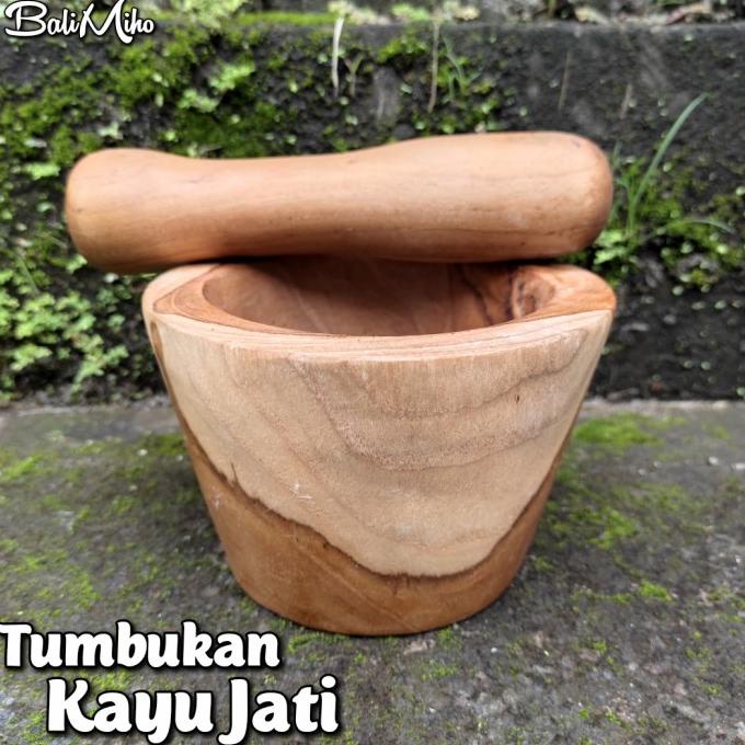 *****] LESUNG KAYU JATI/LUMPANG KAYU/TUMBUKAN KAYU/PENUMBUK/PERACIK/LESUNG