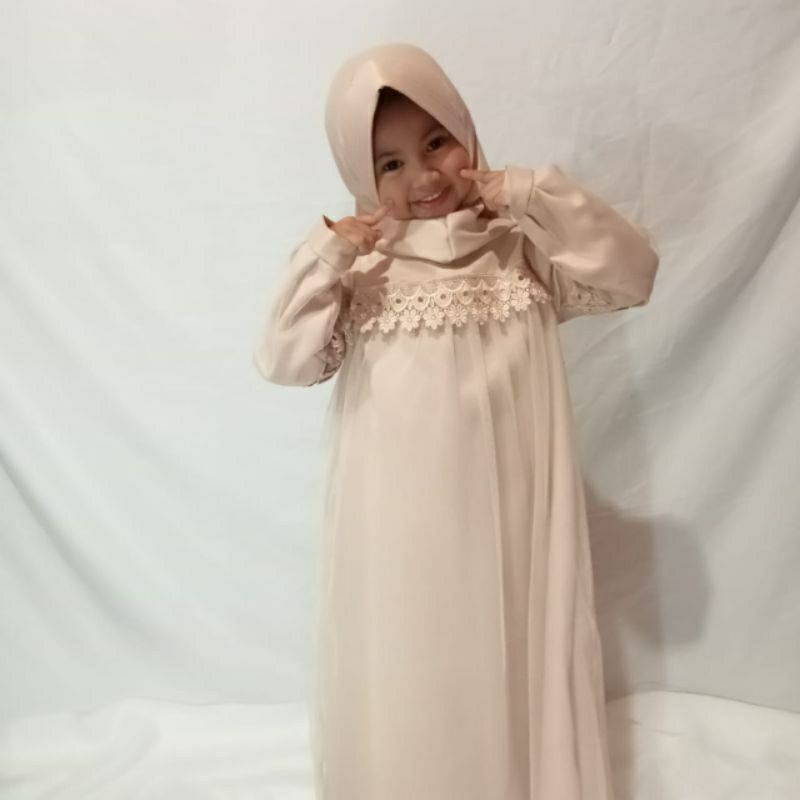 Zoya kids/gamis tile free bergo/gamis anak terbaru 3 - 12 th baju muslim anak perempuan gamis pesta