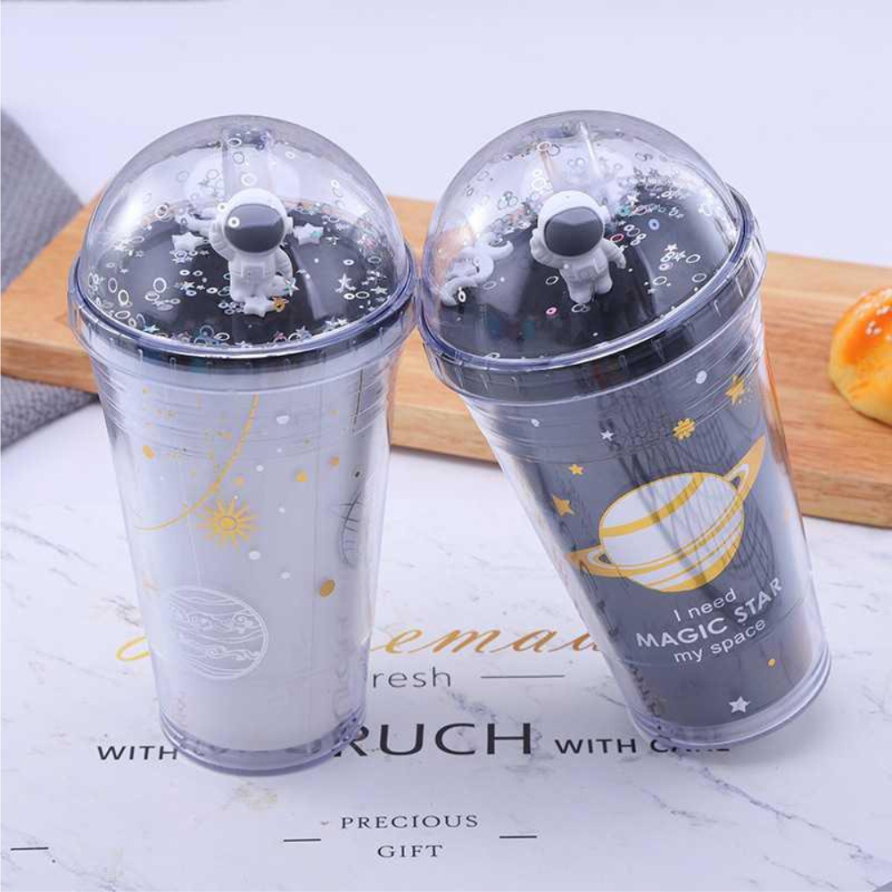 Botol Tumbler Sedotan Seri Bintang Tempat Air Minum + Sedotan Straw Large Water Bottle Tumblr 450ML