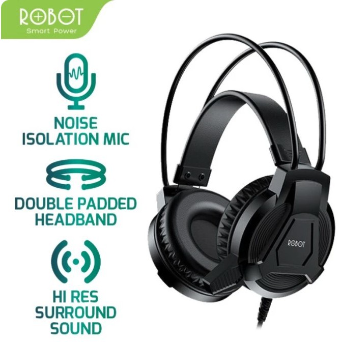 Headphone Gaming ROBOT RH-P10 Double Jack Audio With Mic