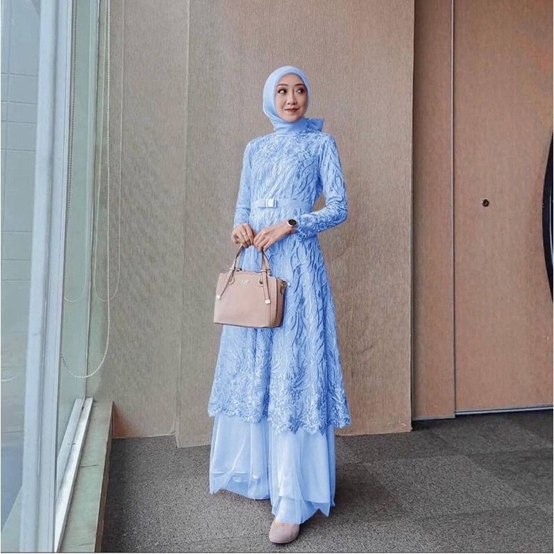 Amina Maxi Dress Terbaru Gamis Tile Mutiara Remaja Dewasa Untuk Pesta Nikahan