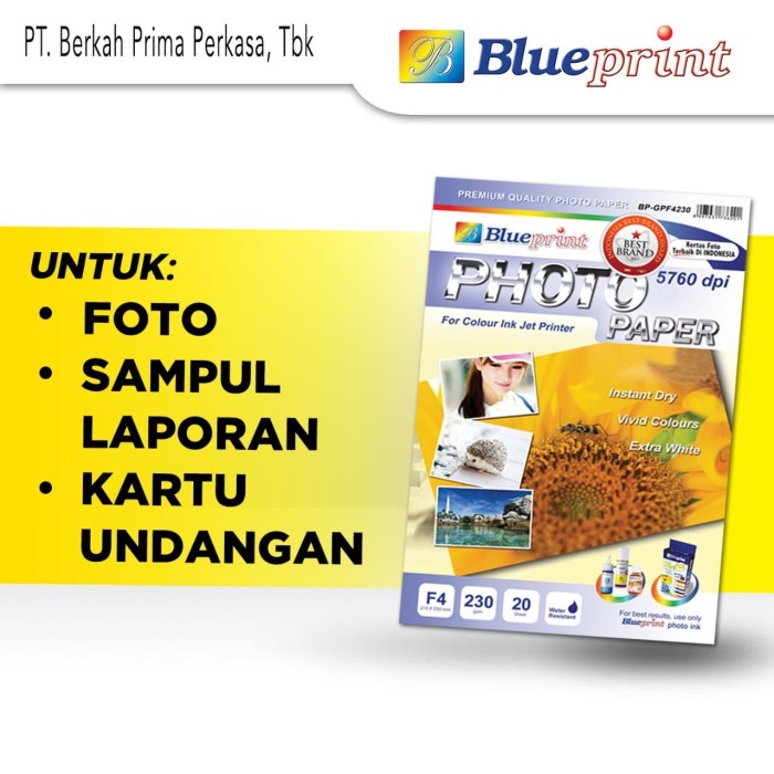 

Senikertas- Kertas Foto / Kertas Glossy / Glossy Paper Blueprint F4 230 Gsm -Kertas-Seni.