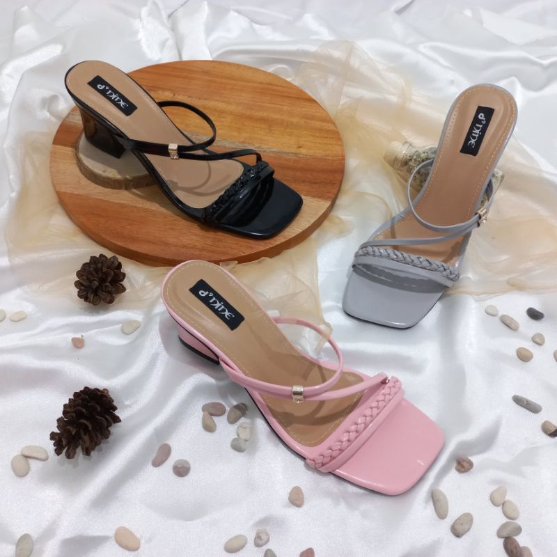 Sandal Wanita Sandal heels slop kepang selempang Ai 01