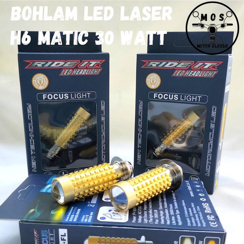 BOHLAM LED LASER H6 MATIC 30 WATT FOKUS LAMPU DEPAN K1 BEAT BEBEK VARIO