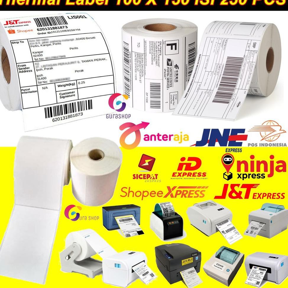 

Kertas label Sticker Thermal barcode 100 X 150 ISI 250 ukuran A6 (KODE 433)