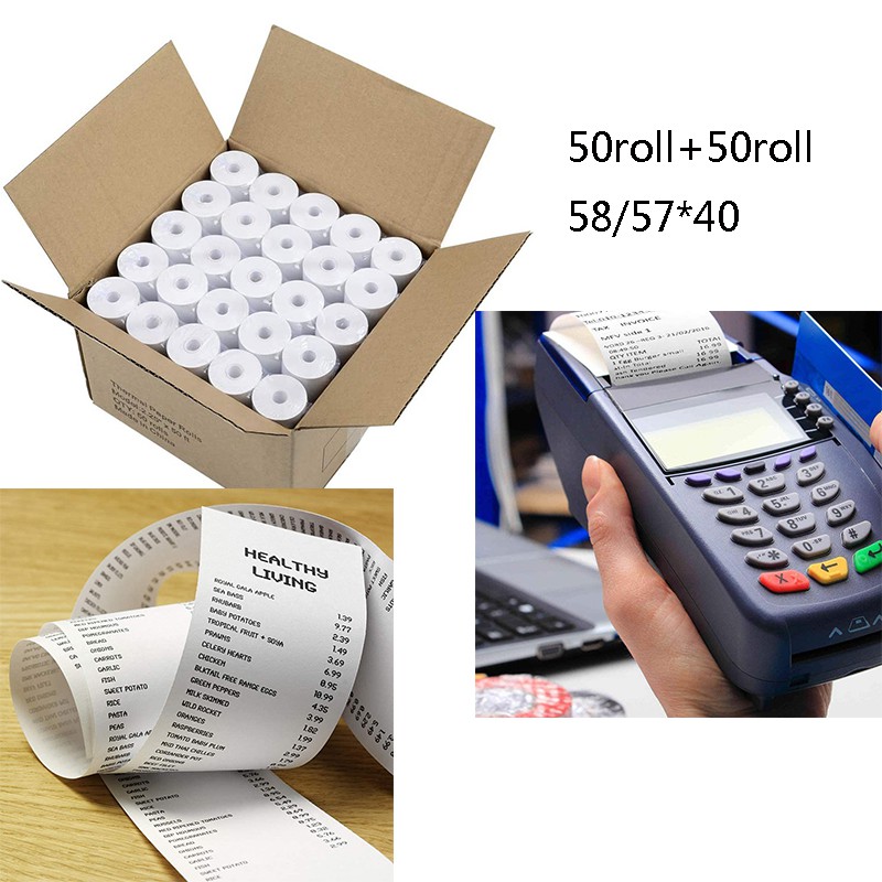 

100 Roll Kertas Struk Thermal EDC dll Uk 57/58 x 40 mm EDC Printer Bluetooth POS Pembelian