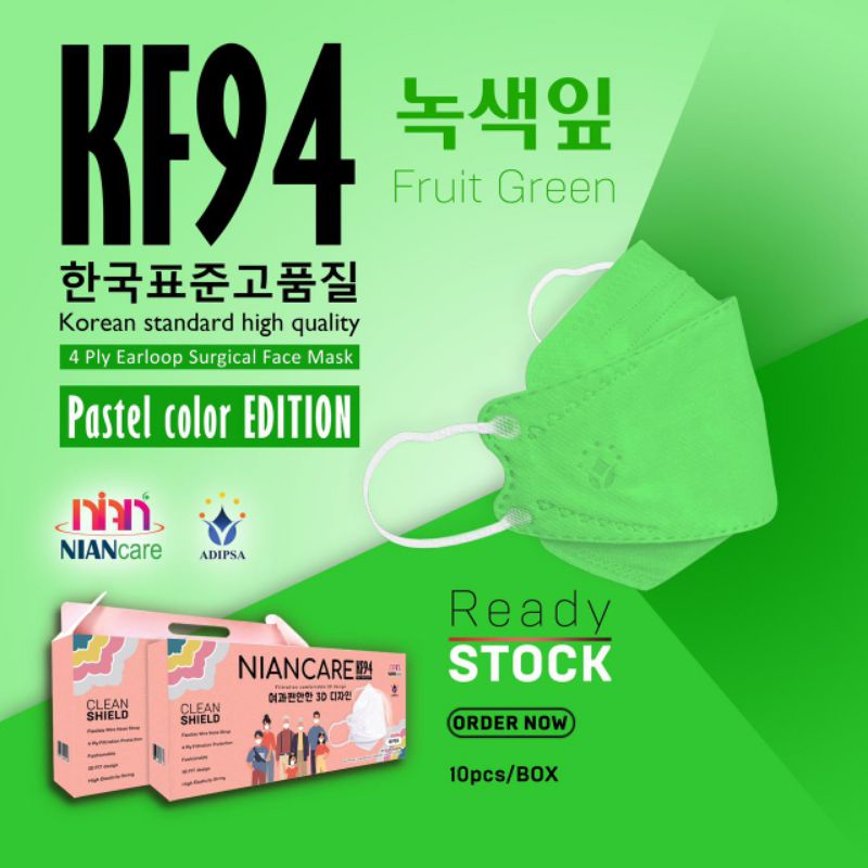 [BIG SALE] Masker korea kf94 nian care/ masker nian care/ masker kf94 FRUIT GREEN