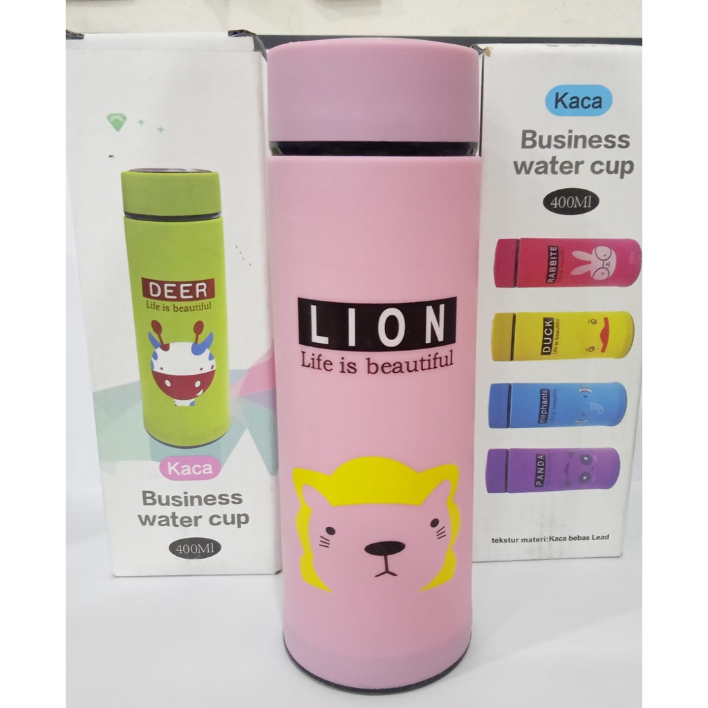 BOTOL MINUM KACA HEWAN ANIMAL 400 ML