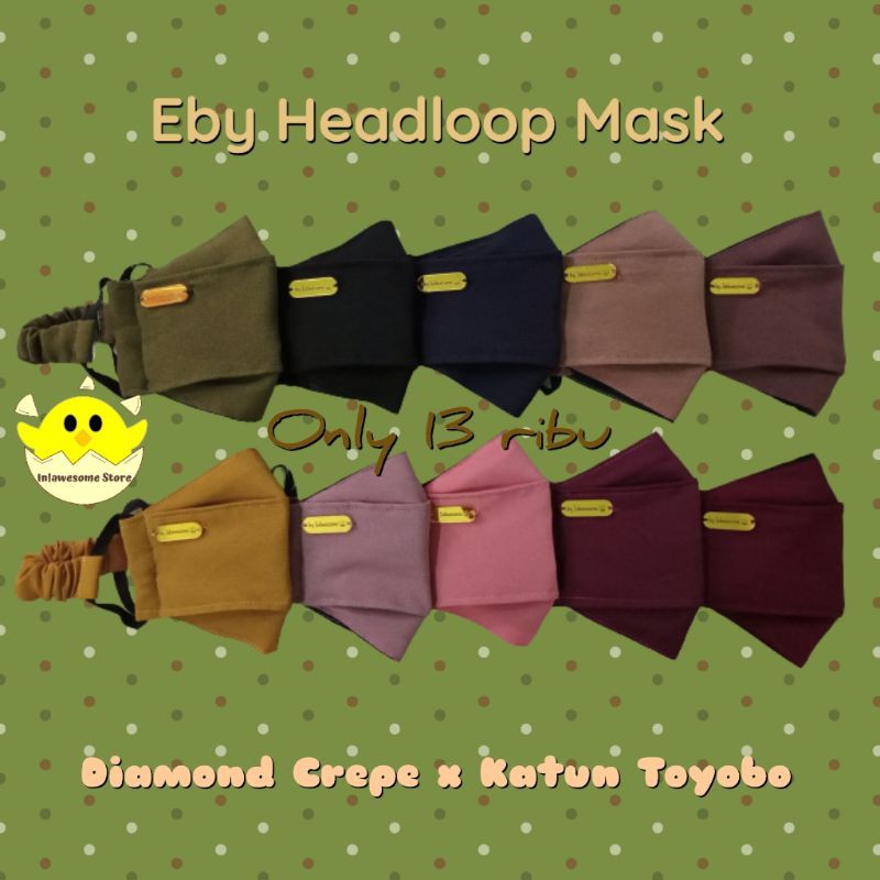 Eby Headloop KF94 Mask | Masker KF94 Kain | Masker Kain Cantik Terjangkau