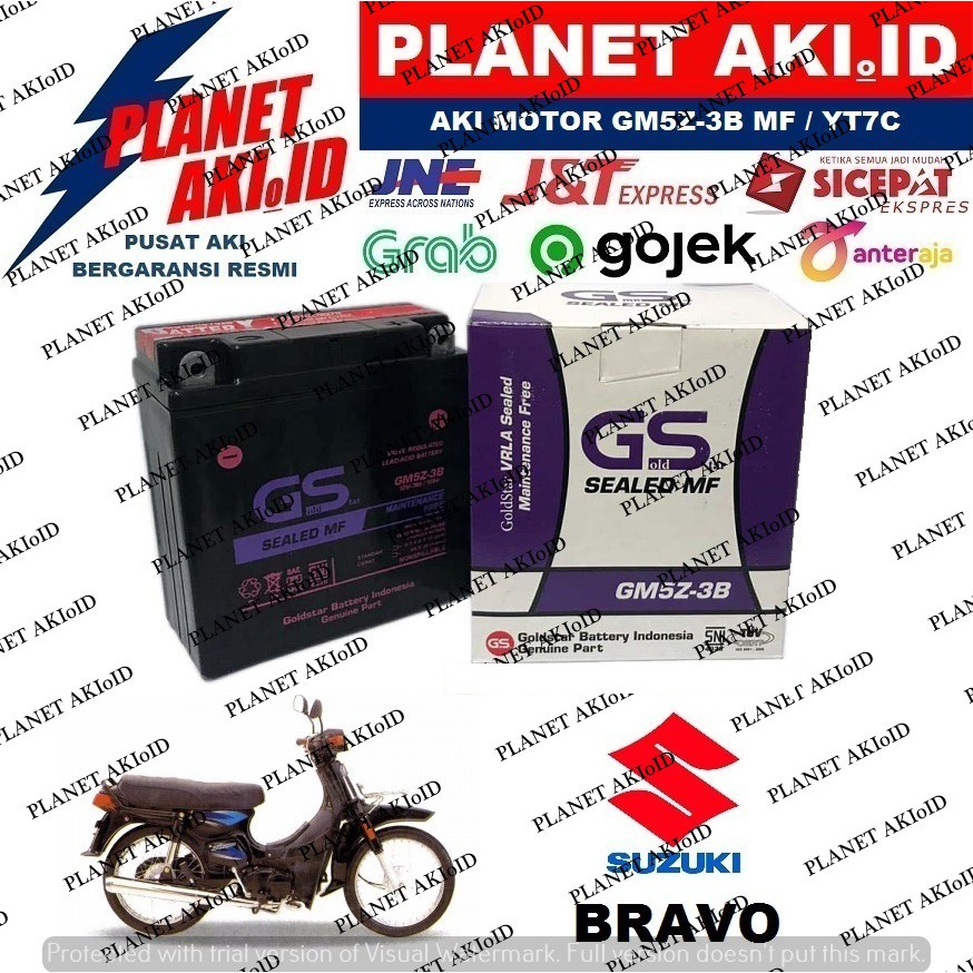 Aki Motor Suzuki Bravo GM5Z3B Accu Kering MF