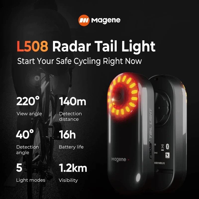 Magene L508 Bike Radar Tail Light Smart Rear View Lampu Sepeda Varia