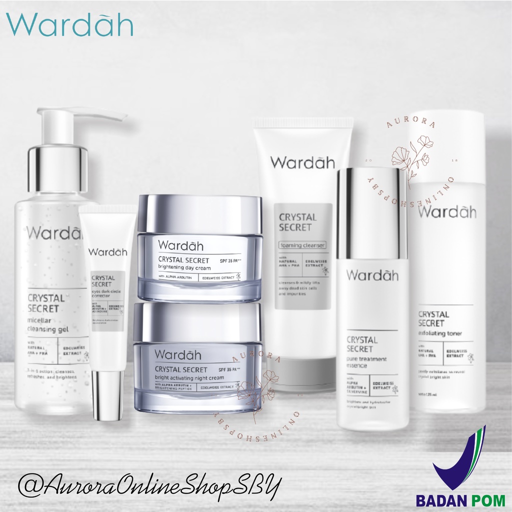 WARDAH Crystal Secret | White Secret | Day Cream | Night Cream | Toner | Serum | Scrub