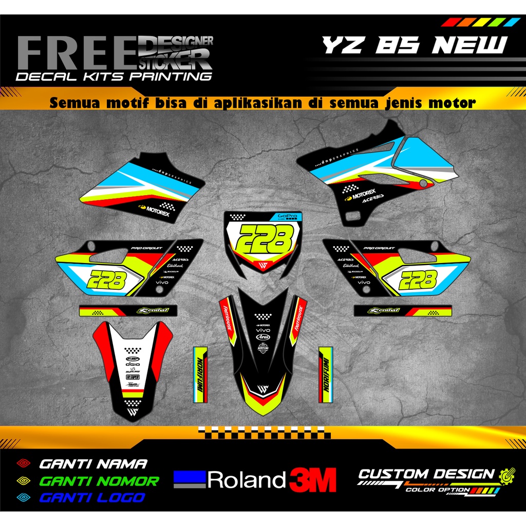Decal Stiker Motor Yamaha YZ 85 New Custom WS042