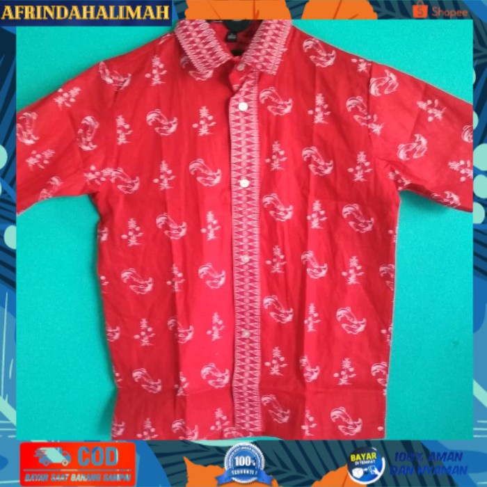 TERBARU, TERMURAH- batik sd sekolah dasar motif gabus merah - 8-9 tahun