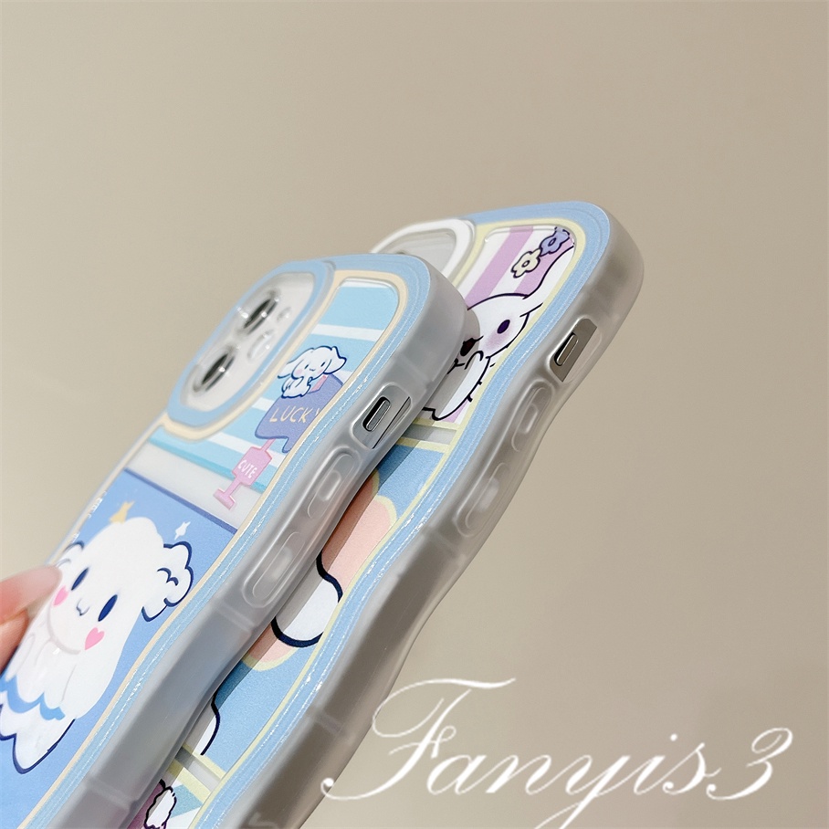 Redmi 12C A1 10C 10A 10 9 9A 9C 9T Note 11 Pro+ 11s 11 10s 10 9s 9 8 Pro Xiaomi Poco X4Pro X3 Pro X3NFC M4 F3 Mi 11 Lite 10TPro Cute White Rabbit Wavy Edge Phone Case TPU Soft Cover