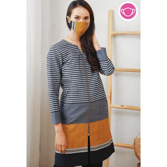 Kanya Lurik T0602,Baju atasan blouse batik wanita modern nona rara